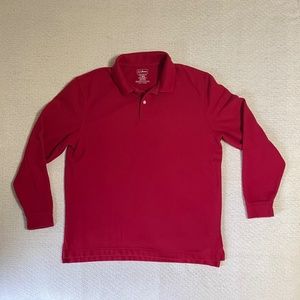 LL Bean long sleeve polo. Large traditional fit. Red. 100% cotton.